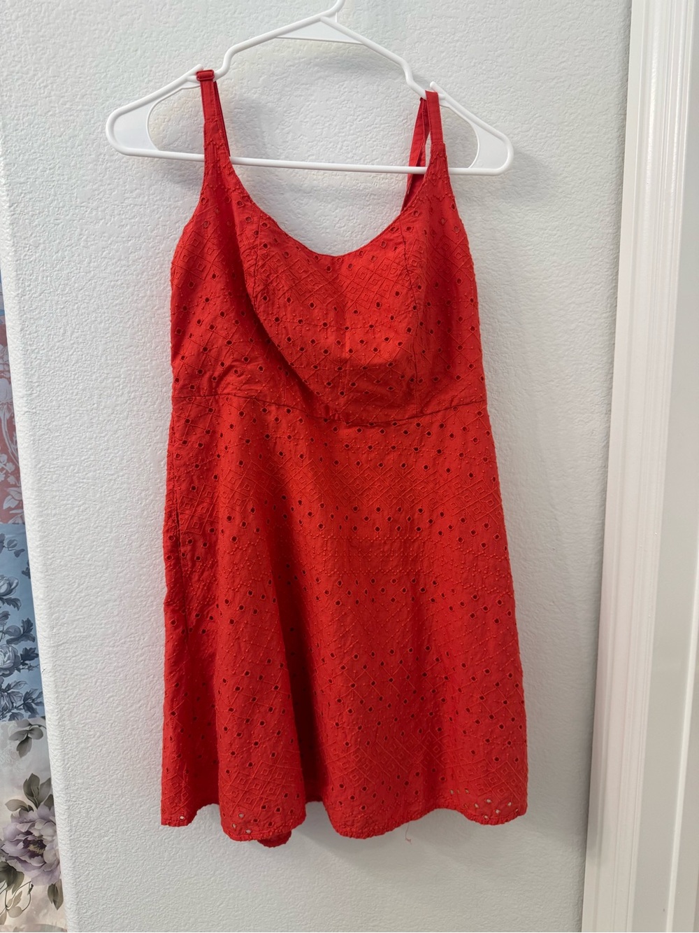 Old Navy Red Eyelet Mini Dress XS Womens Cotton